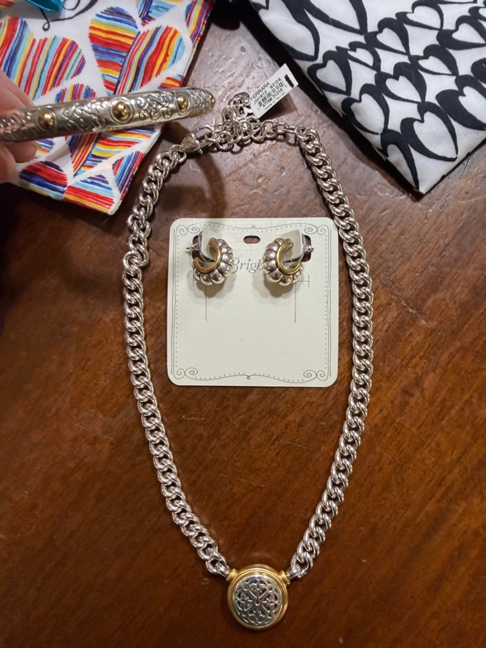 Brighton Two-Tone Medallion Necklace with Matching Earrings and Bracelet